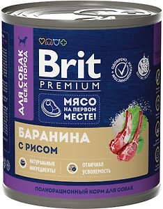 Изображение товара Влажный корм для собак Brit Premium Баранина с рисом 750г