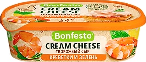 Изображение товара Сыр Bonfesto Кремчиз креветки с зеленью 65% 140г