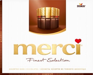 Изображение товара Набор шоколадных конфет Merci Ассорти 4 вида из темного шоколада 250г