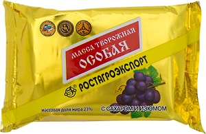 Изображение товара Масса творожная Ростагроэкспорт Особая с изюмом 23% 180г