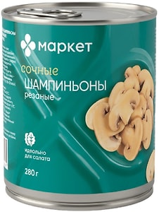 Изображение товара Шампиньоны Маркет резаные 280г