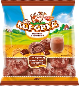 Изображение товара Пряники Коровка с начинкой Шоколадное молоко 300г