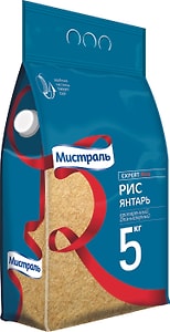 Изображение товара Рис Мистраль Янтарь пропаренный длиннозерный 5кг