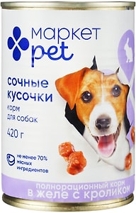 Изображение товара Влажный корм для собак Маркет Pet Сочные кусочки в желе с кроликом 420г