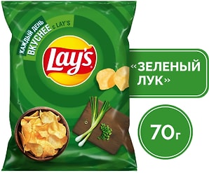 Изображение товара Чипсы Lays Молодой зеленый лук 70г