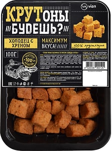 Изображение товара Гренки ржано-пшеничные Vian Крутоны будешь Холодец и хрен 100г