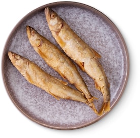 Изображение товара Корюшка азиатская зубастая неразделанная жареная 150г