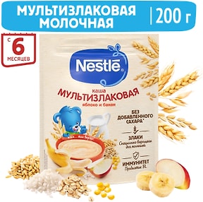Изображение товара Каша Nestle Молочная мультизлаковая Яблоко-Банан с 6 месяцев 200г