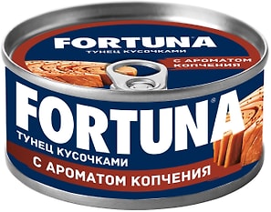 Изображение товара Тунец Fortuna кусочками с ароматом копчения 185г