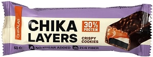 Изображение товара Батончик без сахара Chikalab layers Хрустящее печенье с двойным шоколадом 60г