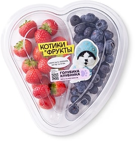 Изображение товара Клубника и голубика в сердце 200г упаковка