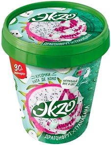 Изображение товара Мороженое Эkzo Драгонфрукт-Гуанабана с кусочками ната де коко 2% 520г