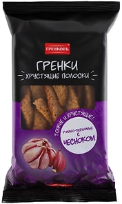 Изображение товара Гренки Гренковъ ржано-пшеничные Хрустящие полоски с чесноком 70г