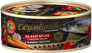 Изображение товара Скумбрия Сохраним Традиции По-Болгарски с томатным соусом и овощным гарниром 240г