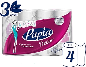 Изображение товара Бумажные полотенца Papia Decor 3 слоя 4 рулона
