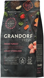 Изображение товара Сухой корм для кошек Grandorf Fresh Cat Sterilised Свежее мясо индейки с бататом для стерилизованных 2кг