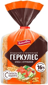 Изображение товара Хлеб Хлебный Дом Геркулес с отрубями половинка нарезанный 250г