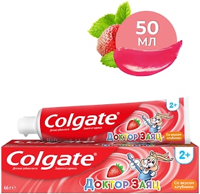Изображение товара Зубная паста детская Colgate Доктор Заяц защита от кариеса с фторидом со вкусом клубники 50мл
