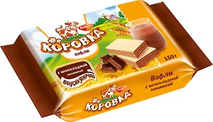 Изображение товара Вафли Коровка с шоколадной начинкой 150г