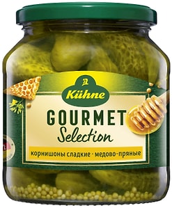Изображение товара Корнишоны Kuhne маринованные сладкие медово-пряные 530г