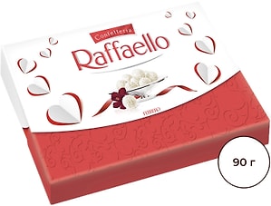 Изображение товара Конфеты Raffaello с цельным миндальным орехом в кокосовой обсыпке 90г