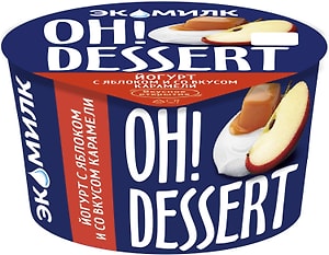 Изображение товара Йогурт Экомилк Oh! Dessert с яблоком и со вкусом карамели 4.2% 130г