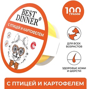 Изображение товара Влажный корм для собак Best Dinner с птицей и картофелем 100г