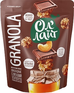 Изображение товара Гранола Ол Лайт медовые шоколадные с орехами 280г