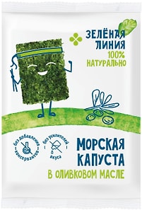 Изображение товара Капуста Зеленая Линия морская сушеная обжаренная в оливковом масле 5г