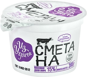 Изображение товара Сметана Из Углича 15% 200г