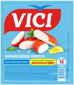 Изображение товара Мясо крабовое Vici замороженное 220г