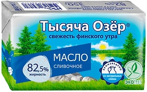Изображение товара Масло Тысяча Озер сливочное сладкосливочное несоленое 82.5% 350г