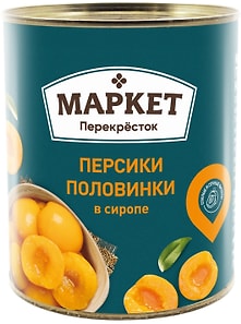 Изображение товара Персики Маркет Перекресток половинки в сиропе 820г