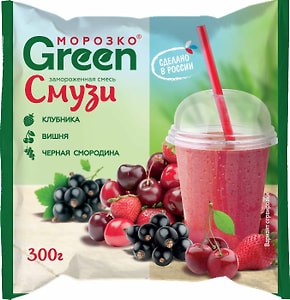 Изображение товара Смесь для смузи Морозко Green Клубника-вишня-черная смородина быстрозамороженная 300г
