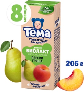 Изображение товара Биолакт Тема Персик и груша 3% 206г
