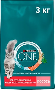 Изображение товара Сухой корм кошек Purina ONE полнорационный для стерилизованных с высоким содержанием лосося 3кг