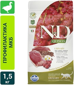 Изображение товара Сухой корм для кошек Farmina N&D Cat Quinoa беззерновой с уткой и киноа для профилактики мочекаменной болезни 1.5кг
