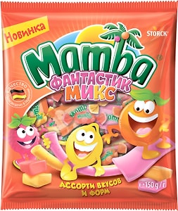 Изображение товара Конфеты Mamba жевательные Фантастик Микс ассорти вкусов и форм 150г