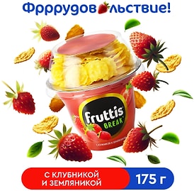 Изображение товара Продукт йогуртный Fruttis Вкусный перерыв Клубника-Земляника с кукурузными хлопьями 2.5% 175г