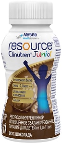 Изображение товара Сбалансирование питание для детей Resource Clinutren Junior со вкусом шоколада 200мл