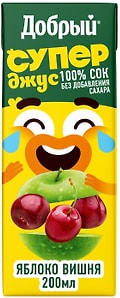 Изображение товара Сок Добрый Active kid яблоко вишня 200мл