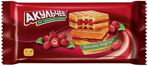 Изображение товара Вафли Акульчев Венские с земляникой 100г