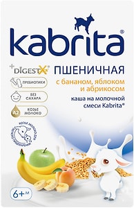 Изображение товара Каша пшеничная Kabrita на молочной смеси с бананом яблоком и абрикосом с 6 месяцев 180г