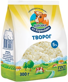 Изображение товара Творог Коровка из Кореновки 5.0% 300г