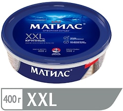 Изображение товара Филе-кусочки сельди Санта Бремор слабосоленые Матиас XXL в масле 400г