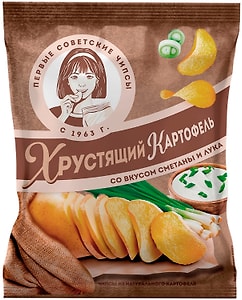 Изображение товара Чипсы Хрустящий Картофель со вкусом сметаны и лука 160г