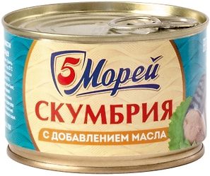 Изображение товара Скумбрия 5 Морей атлантическая с добавлением масла 250г