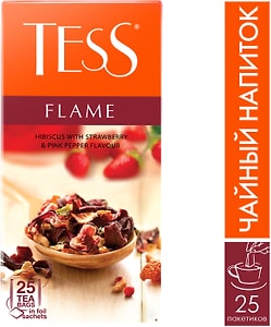 Изображение товара Чай фруктовый Tess Flame с земляникой и розовым перцем 25*2г