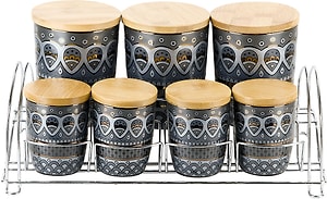 Изображение товара Набор банок Nouvelle Home Чайхана на металлической подставке 3шт*600мл + 4шт*200мл