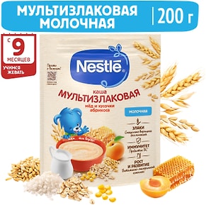 Изображение товара Каша Nestle Молочная мультизлаковая Мед-Абрикос с 9 месяцев 200г
